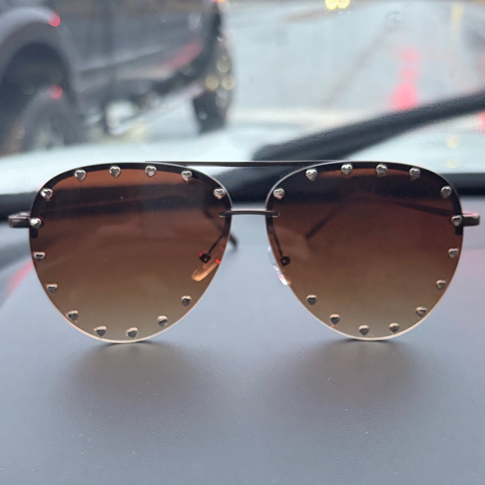 Anthropologie I-see Studded Brown Aviator Sunglasses